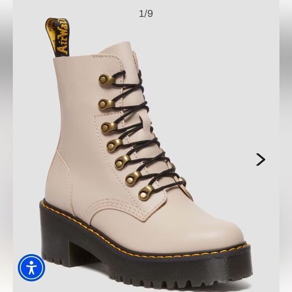 Dr. Martens LEONA WOMEN'S SENDAL LEATHER HEELED BOOTS vintage taupe - Picture 1 of 8